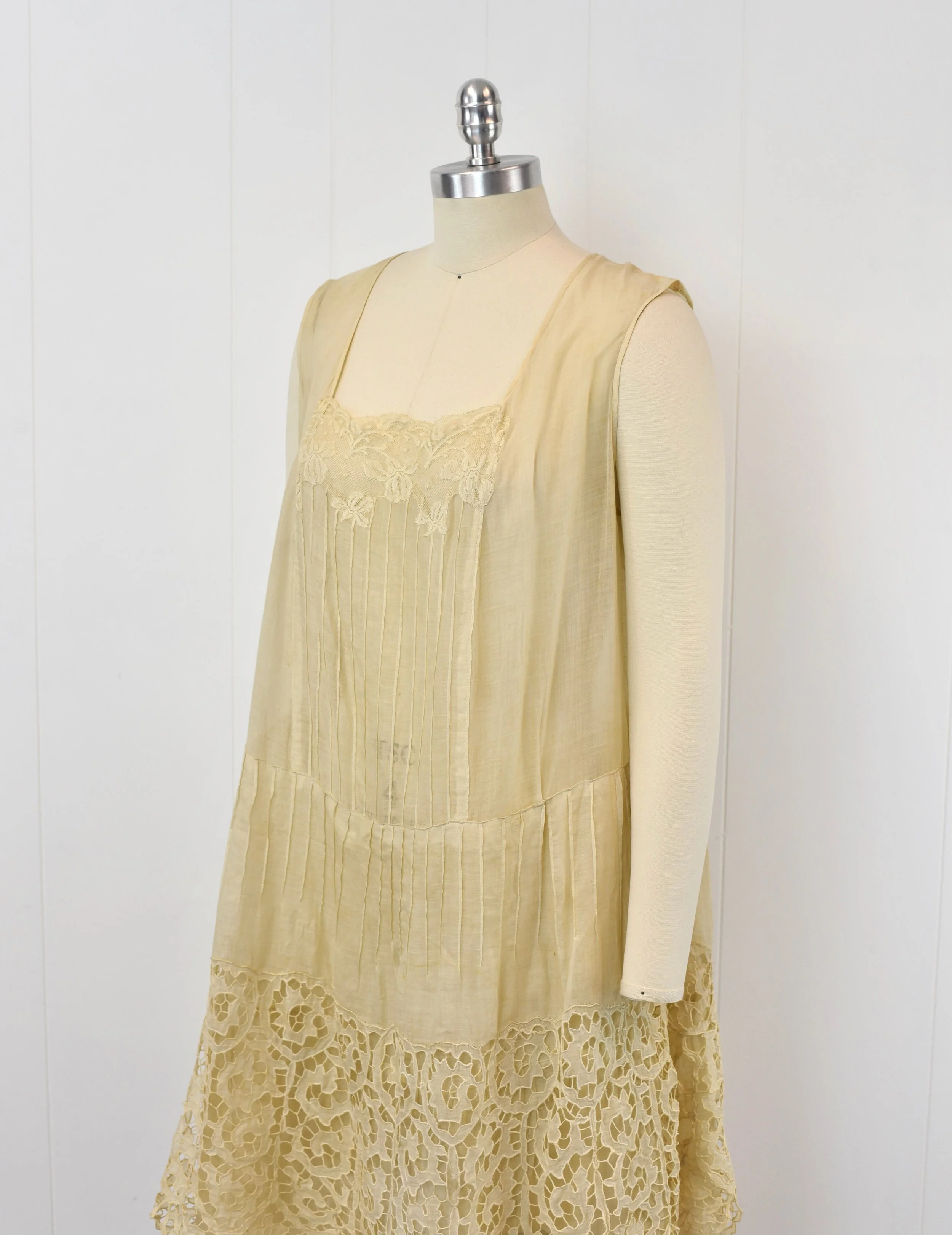 Antique 1920s Lace Cream Sheer Cotton Drop Waist Flapper Dress Bolero  Jacket Matching Two Piece Set — Canned Ham Vintage
