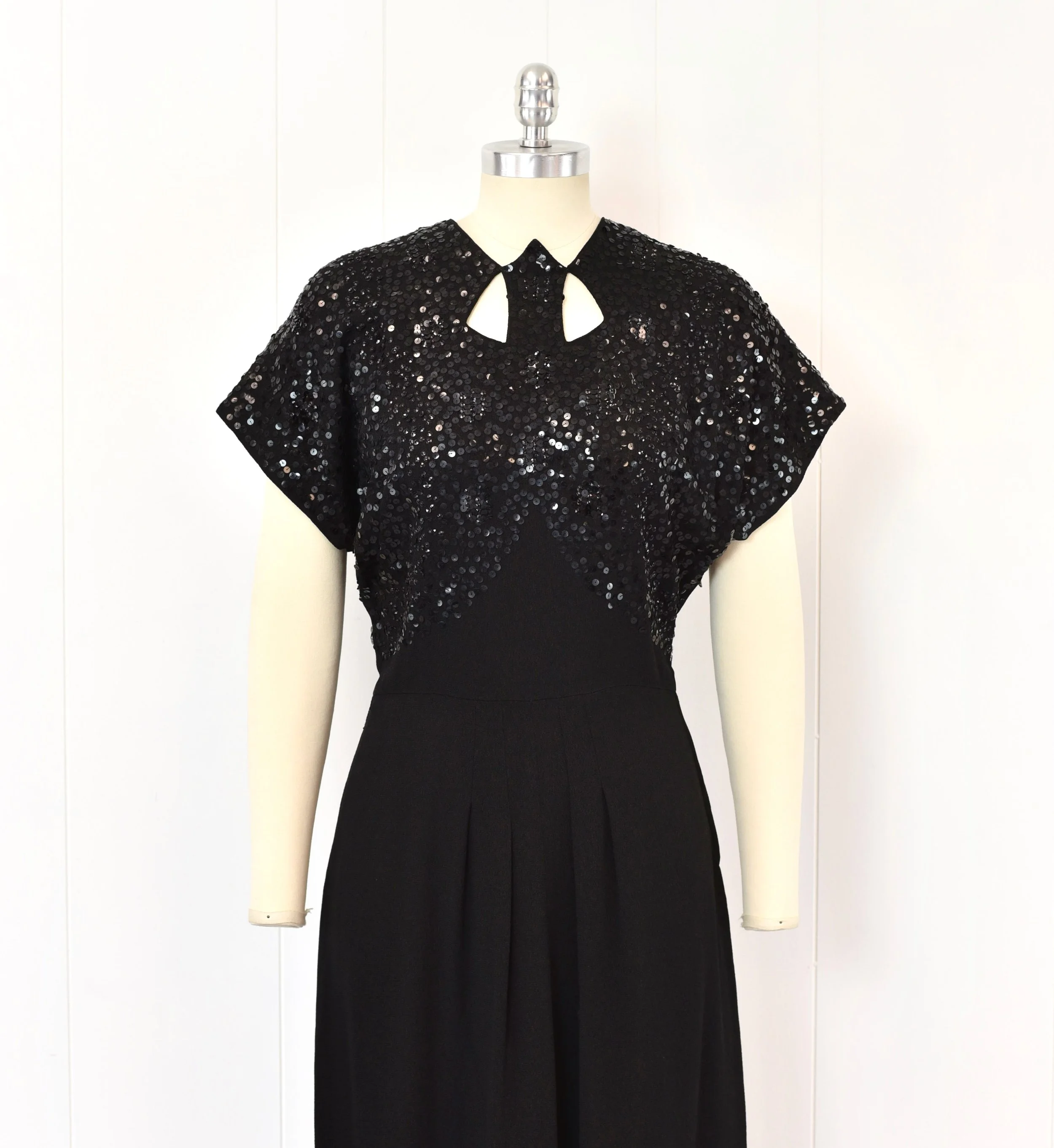 white christmas dresses 1940's Femme Fatale Perfectly Draped Black Cocktail Dress / Waist 27