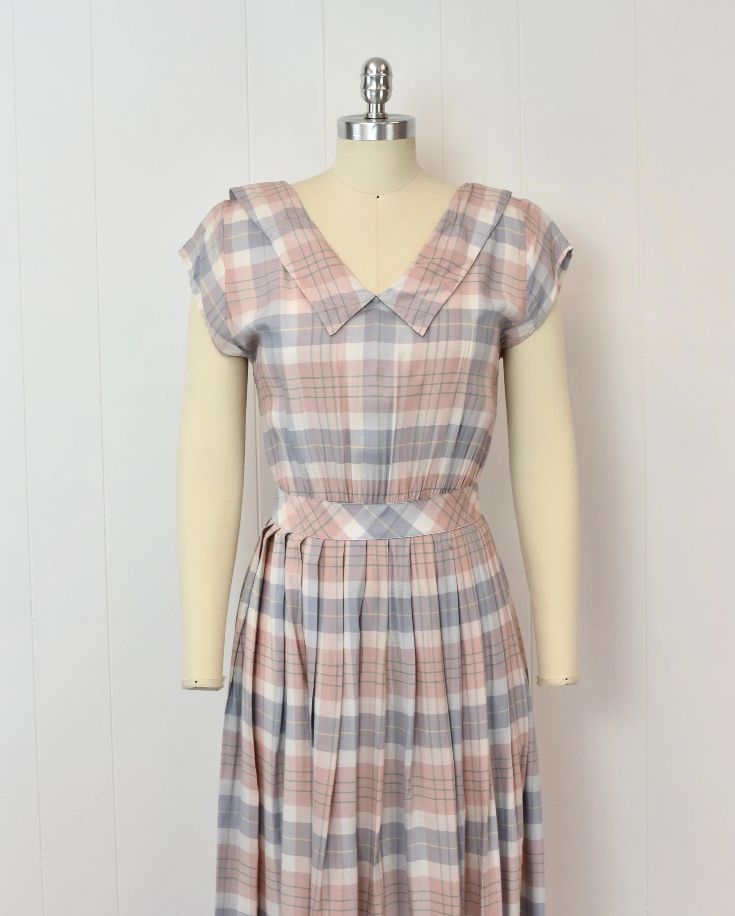 pastel day dress Vintage 90s Abstract Print Midi Dress Pastel Geometric Button Front Dress  Retro Summer Day Dress Lightweight Polyester Size 44