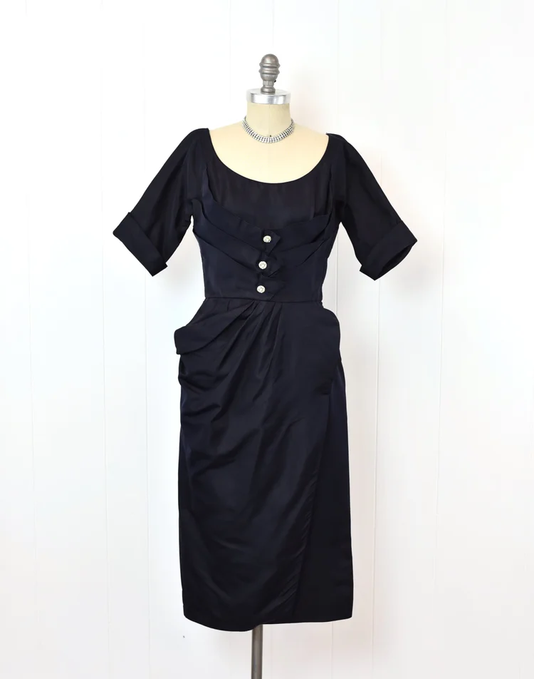 50s cocktail dress Vintage Sewing Pattern 1950s 50s Cocktail Party Dress // Full Skirt // Hourglass Wiggle Skirt // Bust 32 34 36 38 40