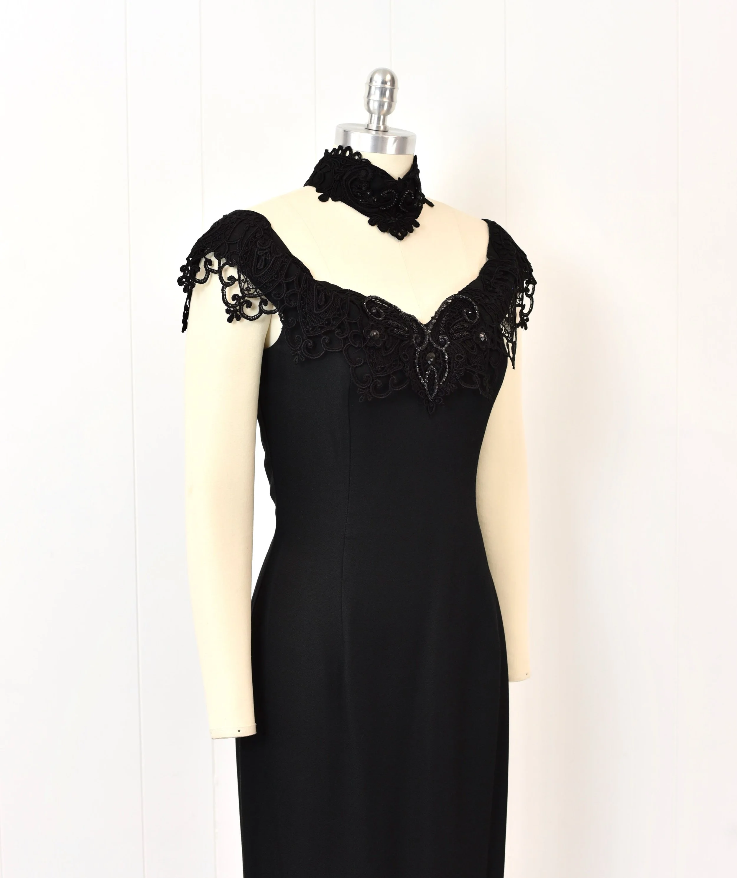 knee length dresses for ladies 1930s Black Lace Evening Dress – Style & Salvage