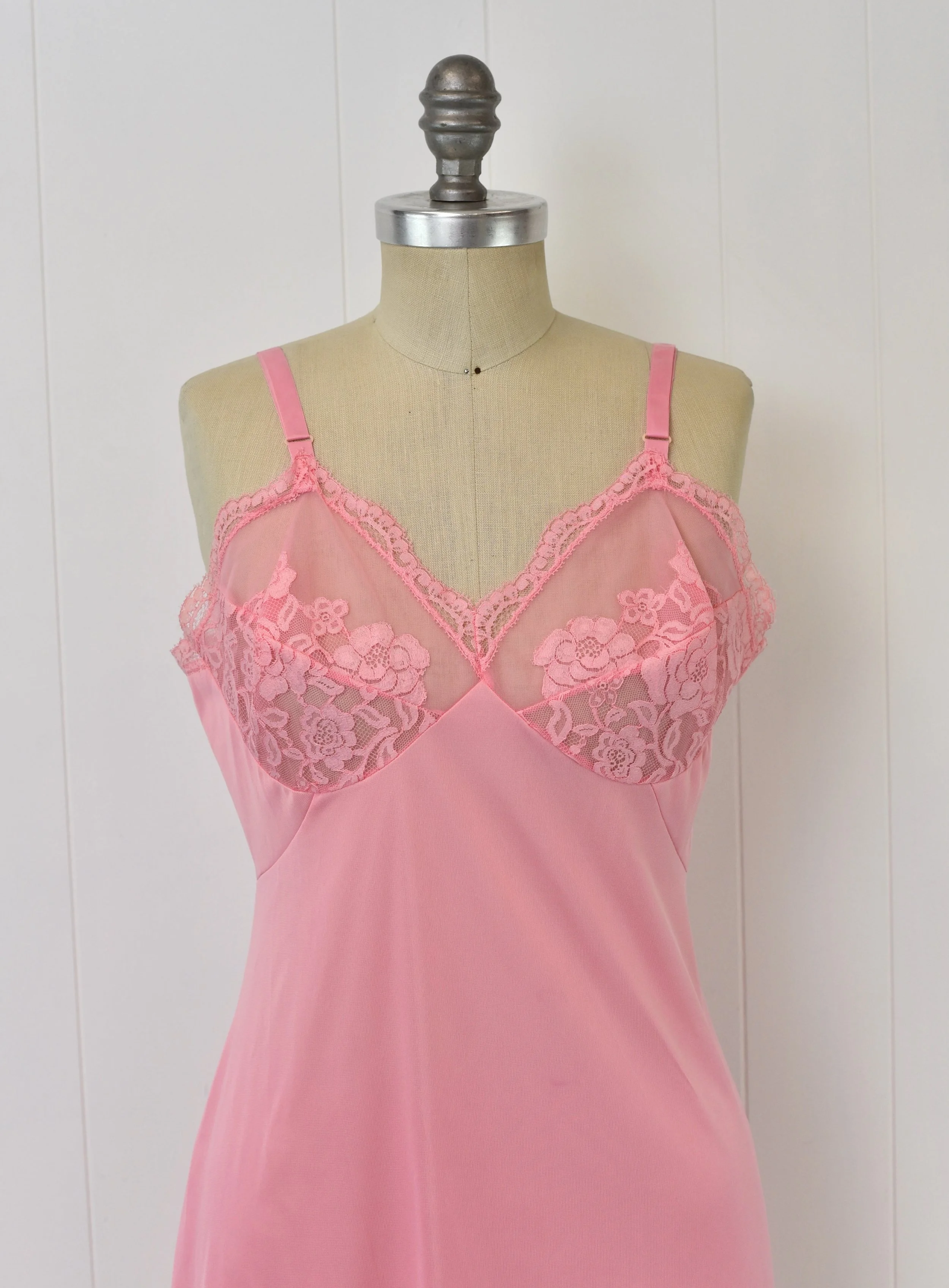 open lace back dress Coquette Lingerie Dress Pink Floral Embroidery 2X main image 1