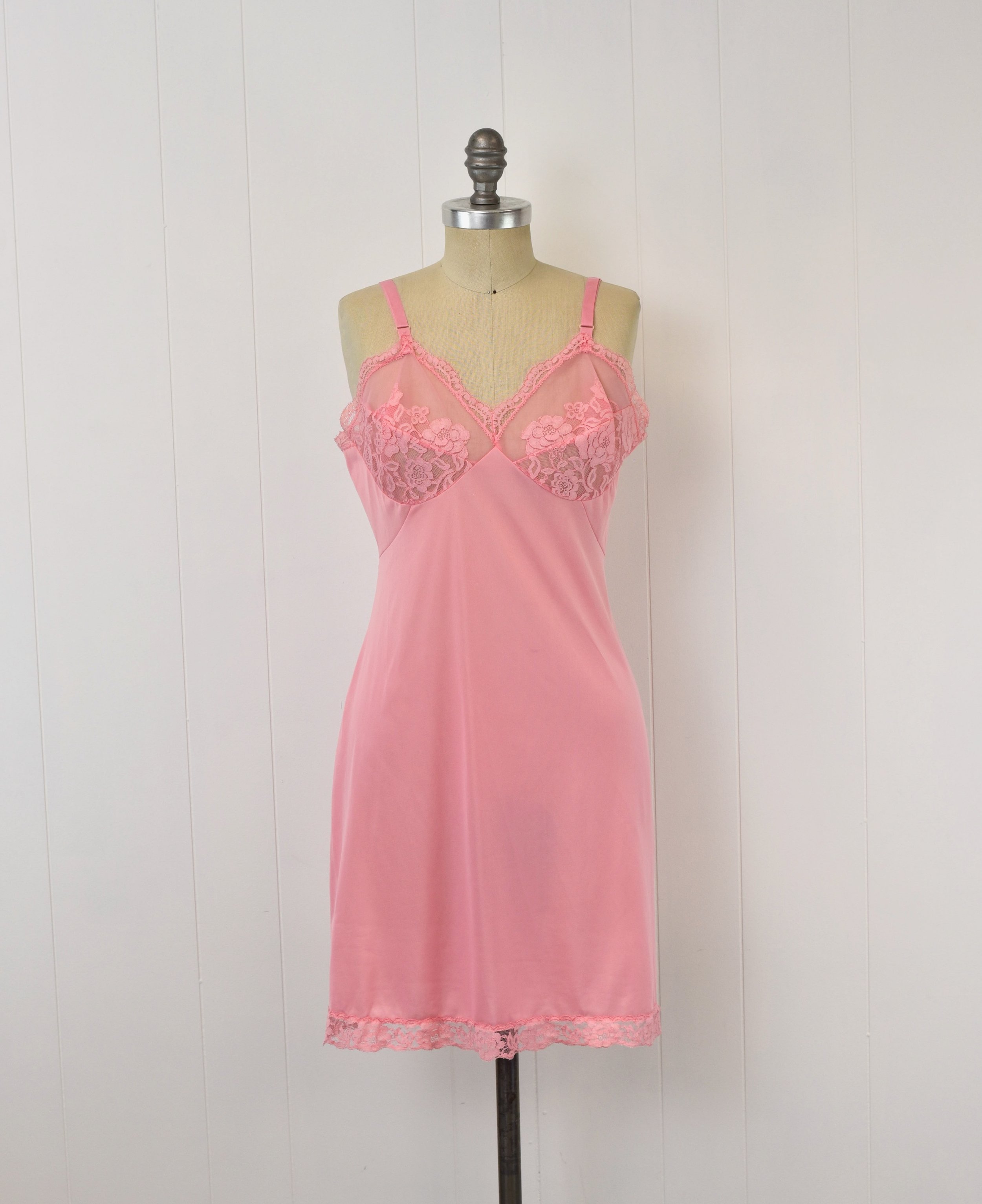 chinese dress ladies Vintage Pink Lace Slip Dress by Vassarette