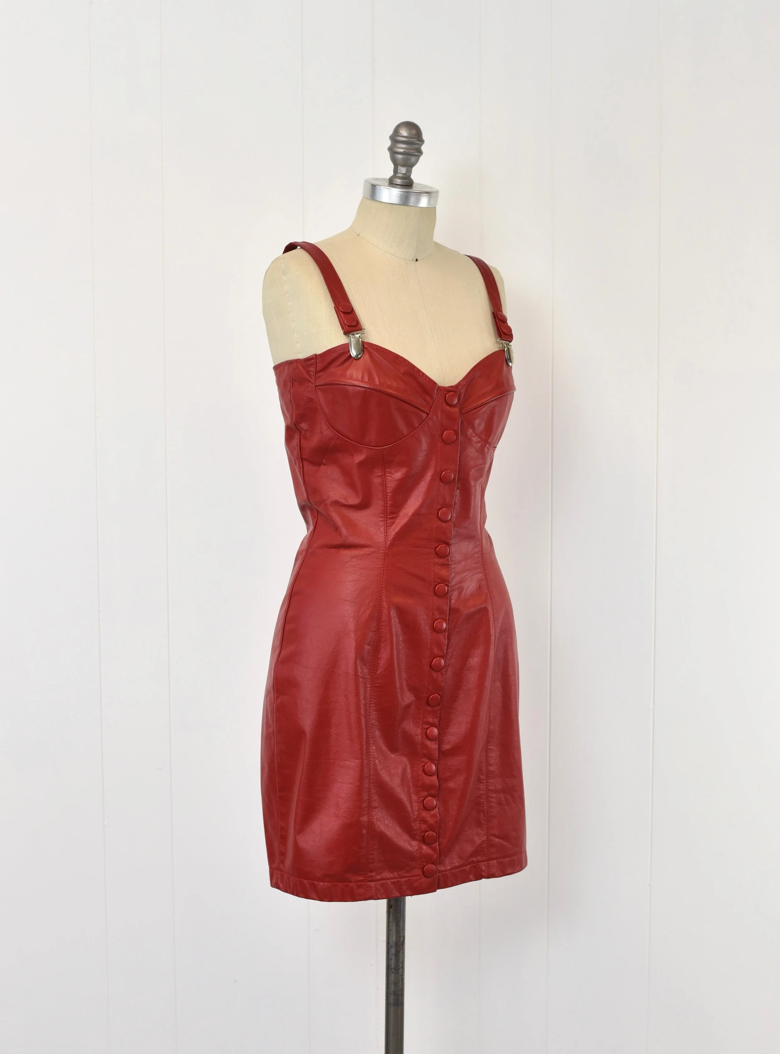 open lace back dress Untamed Aura PU Mini Dress Deep Red main image 0