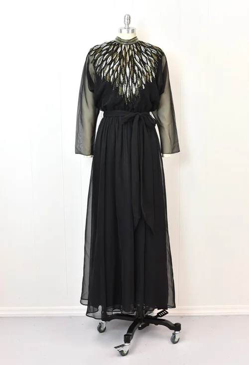 1970s black dress Size 4 Diva 1970s Black Jersey Disco Dress