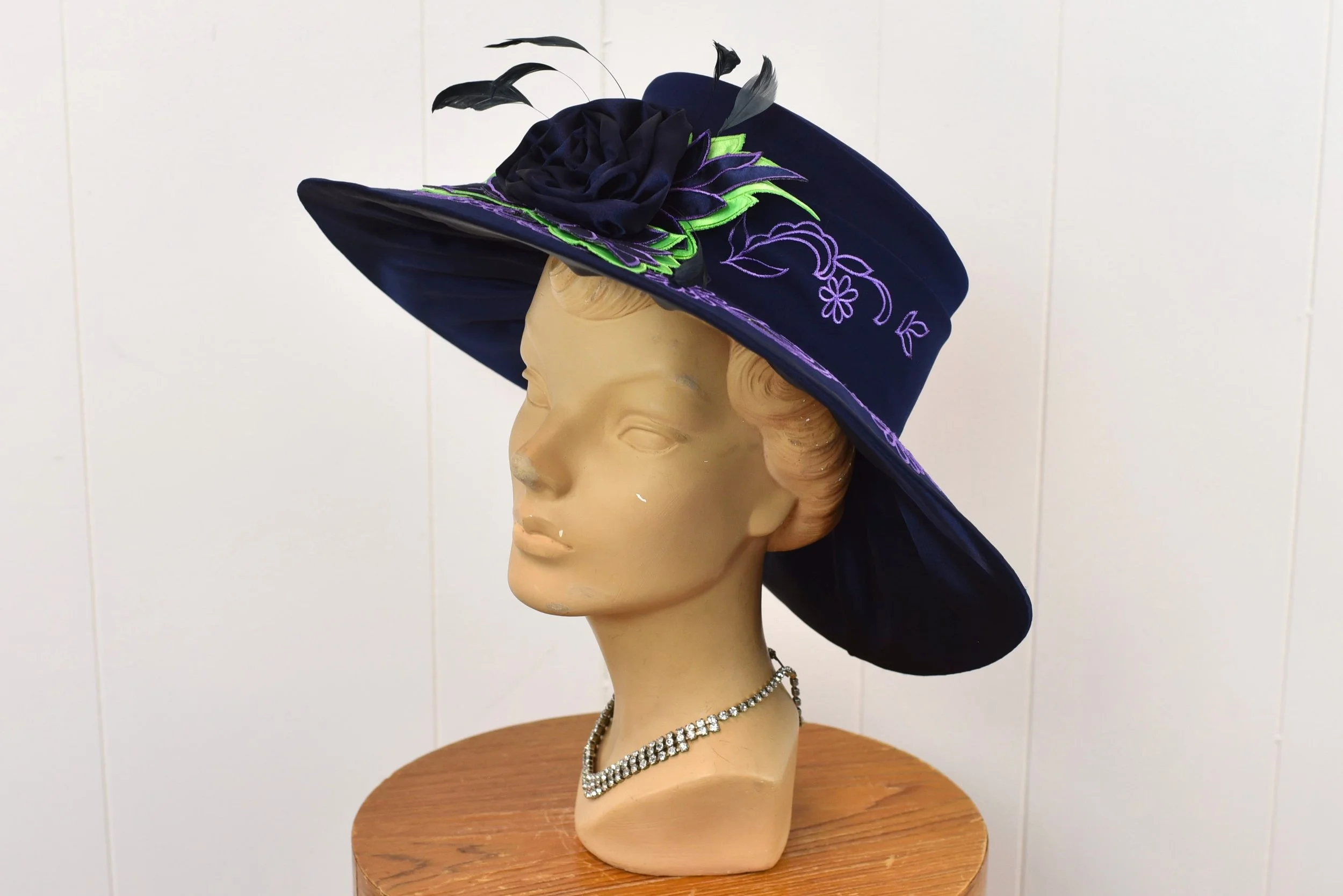 Y2K 2000s Ben Marc International Navy Blue Purple Rose  display picture 3