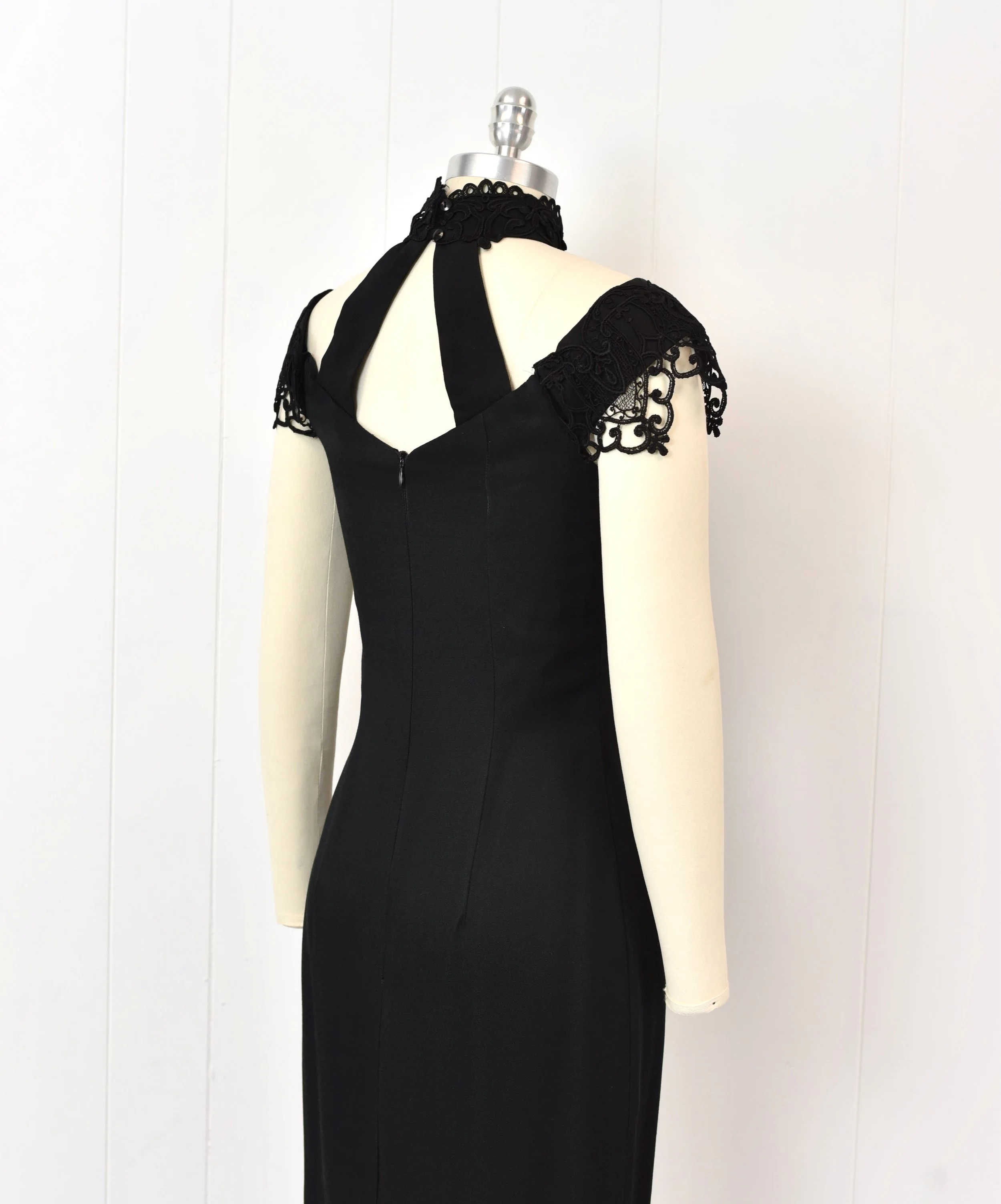 pink and black cocktail dress Black Gothic Dress with White Collar | Dark Academia Dress main image 1