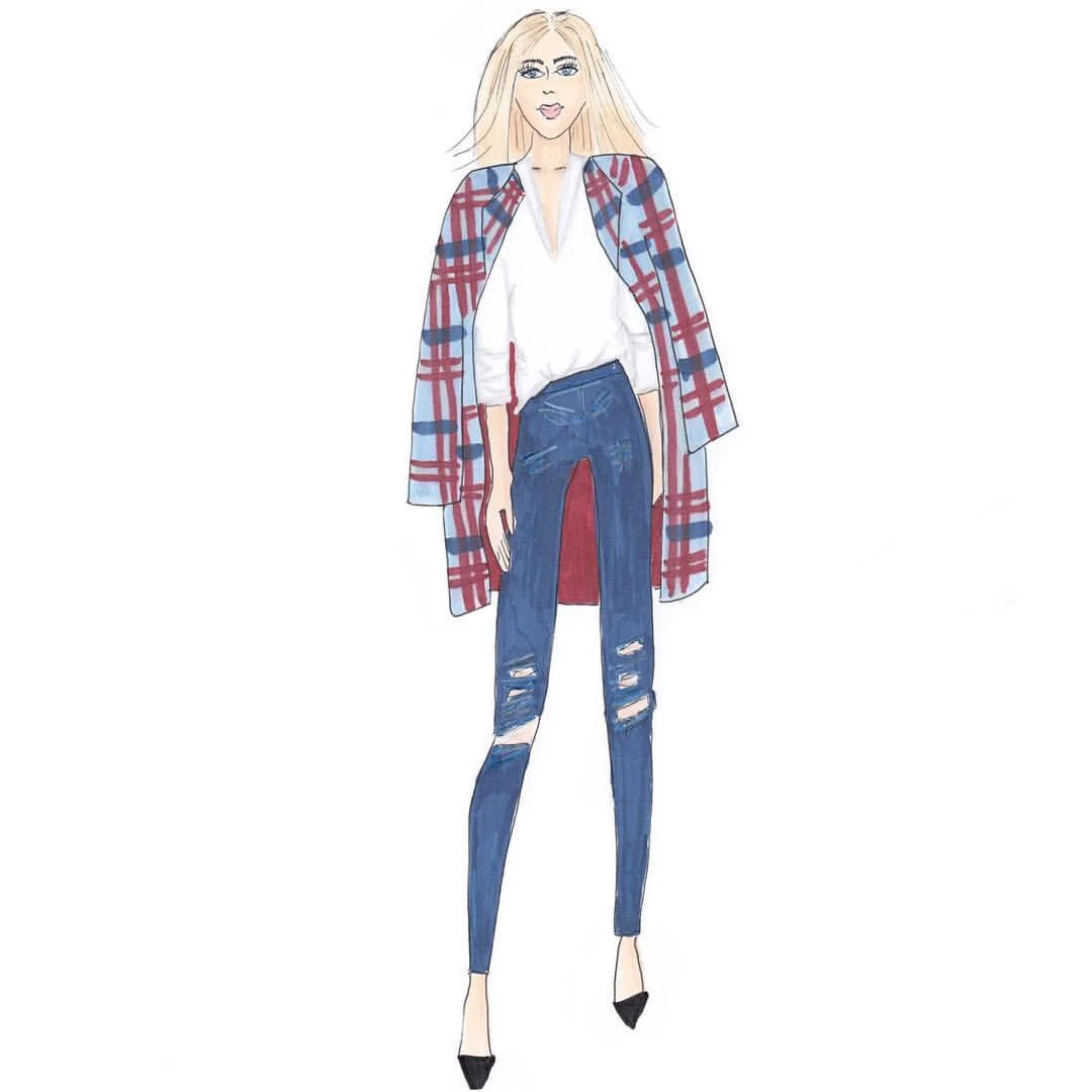 I’ve been busy knocking off my mile long to do list today…that was left over from Wednesday’s list last week! 🙊eep! The weather was just so dang nice, I procrastinated. So today, with thunderstorms rolling through, I got most of it done. Hence the familiar sketch. Because Monday. And to do lists.
.
.
.
#denimandinkdesign #flashesofdelight #illustration #fashionillustration #copic #copicmarkers #sketchbook #sketchaday #thatsdarling #drawing #fashion