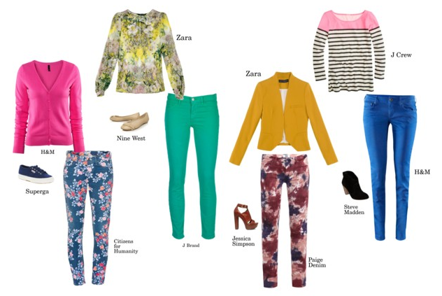 Yesterday, I talked about crushing on colored and printed denim for spring. Shortly after finishing that post, I found myself searching online stores for the perfect pair. These were just a few of my favorites and how I would wear them. Fun fact: I recall having a pair of guess jeans in the blue color shown above in Jr High - yes, I’m dating myself! They zipped at the ankle and I wore them with a green, white and blue striped Forenza sweater. Scary that memory of mine. If there’s one thing you can always count on in fashion, everything always come back around, just in a more modern version. 
