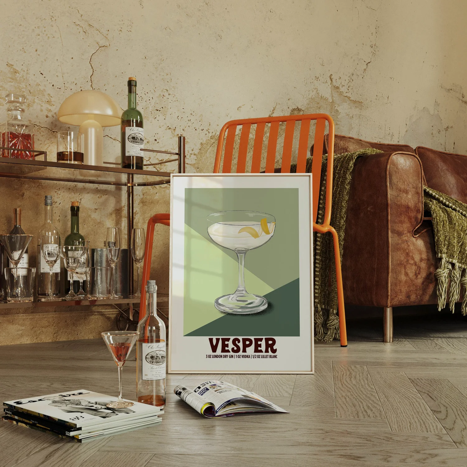 Vesper+Wood+Frame+Orange+Chair 