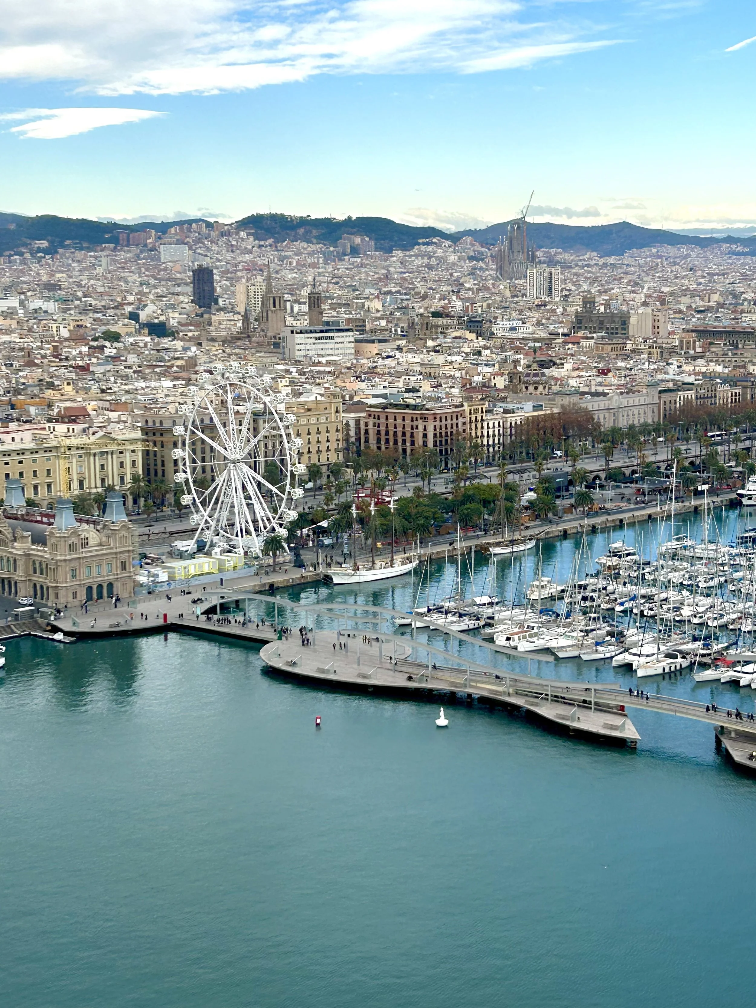 Aerial photograph of Barcelona from Cable Car over the port