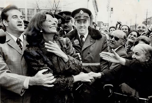 Italian actress, Sophia Loren, at College and Grace in Little Italy in 1979 at a CHIN event.  credit: @torontostarchives #oldtoronto #toronto #history