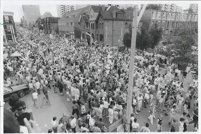 The 1987 Pride Parade on Church Street. credit: @torontostarchives #oldtoronto #toronto #history #pridetoronto #pride