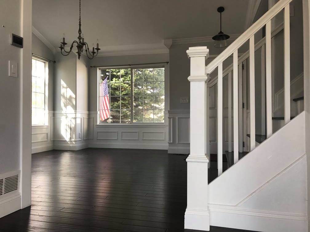  Custom stair banaster and trim work,&nbsp;painting, baseboards, crown molding and lighting 