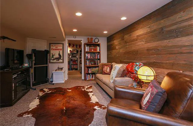 Antiqued barnwood paneled wall