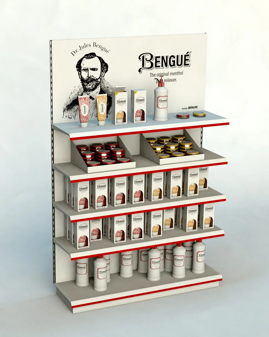 New displays will introduce consumers to Bengué’s new look in stores like Target. Rendering by Zak Vono.