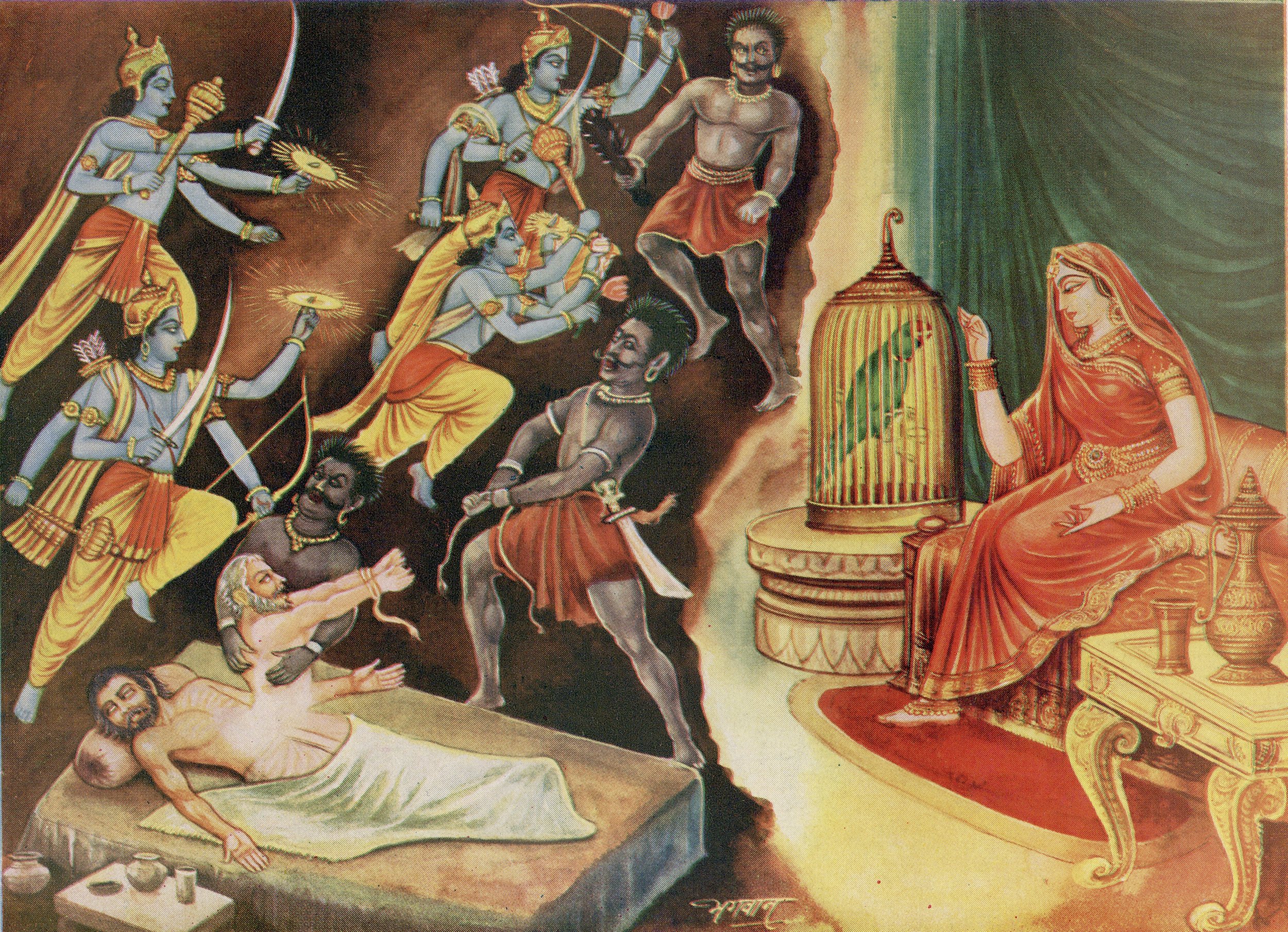 Vintage Hindu print - Story of Ajamila
