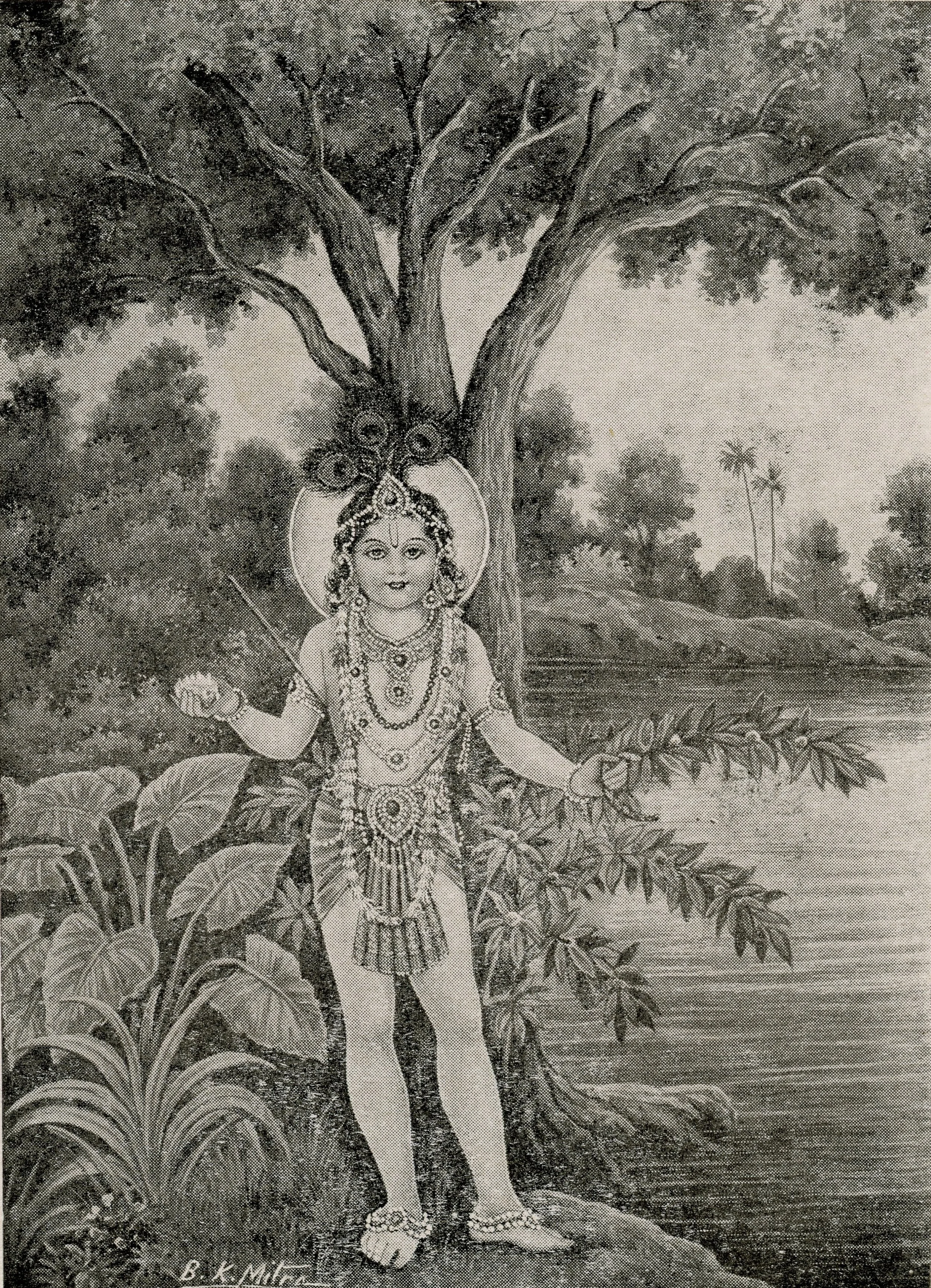 Two sided, stand alone vintage Hindu print - Lord Balarama