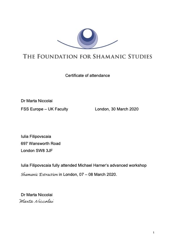 Shamanic Extractions, Michael Harner advanced workshop 