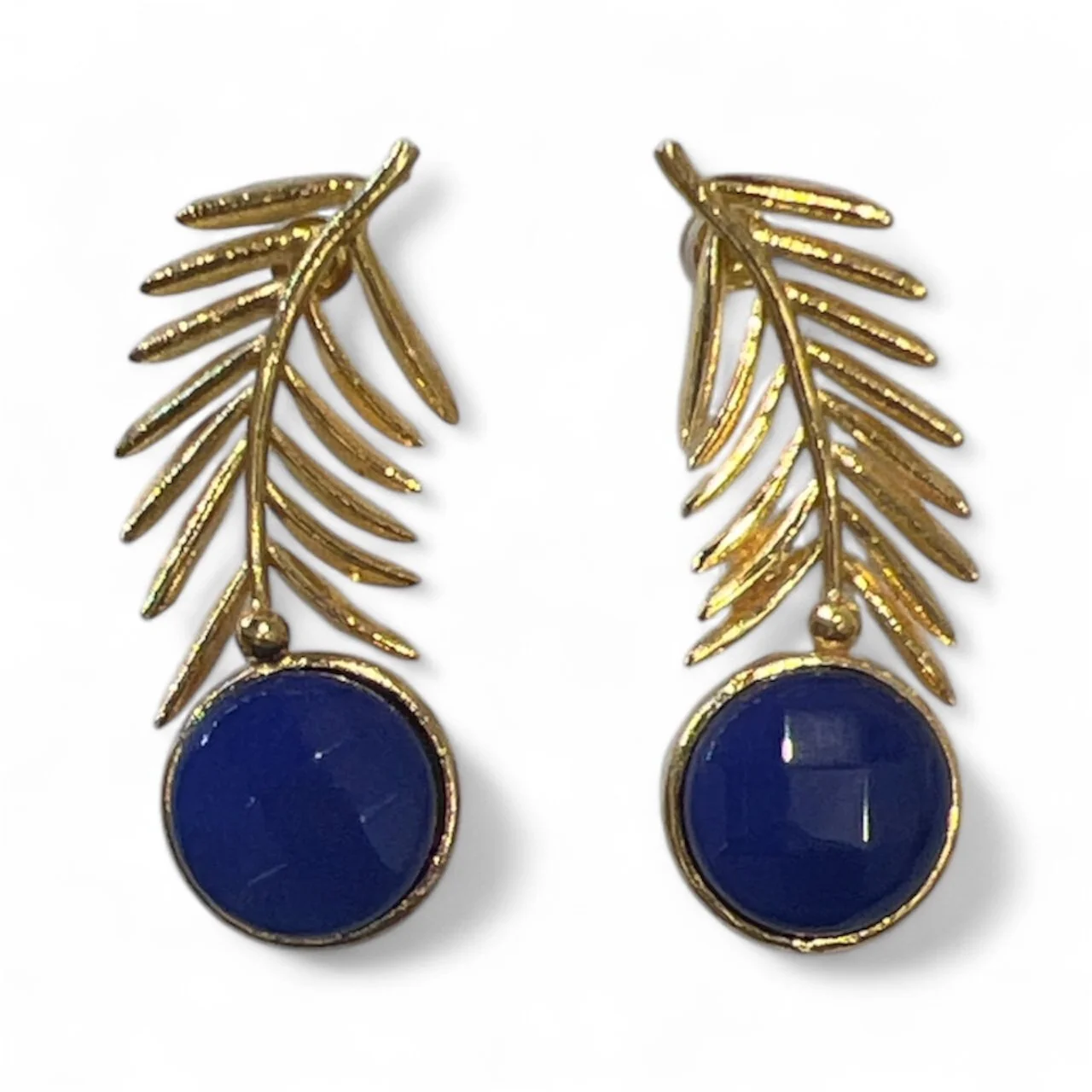 Blue Agate Leaf Earrings