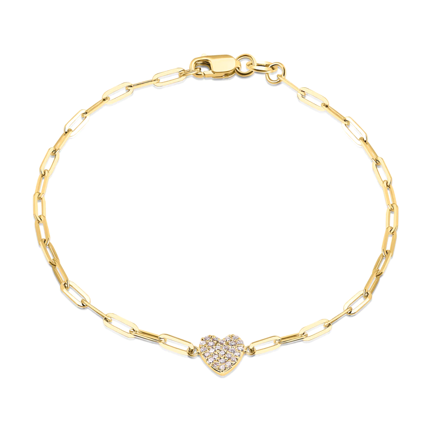Paperclip Pave Diamond Heart Bracelet