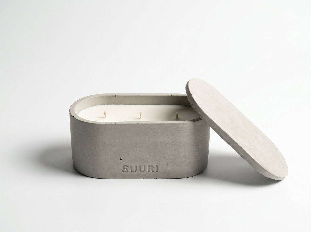 Bug Off Soy Wax 3 wick Concrete Lid Vessel Candle