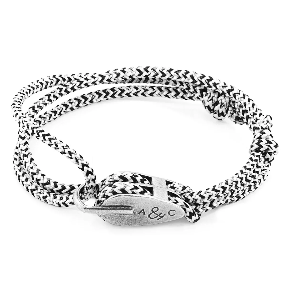 White Noir Tyne Silver and Rope Bracelet 