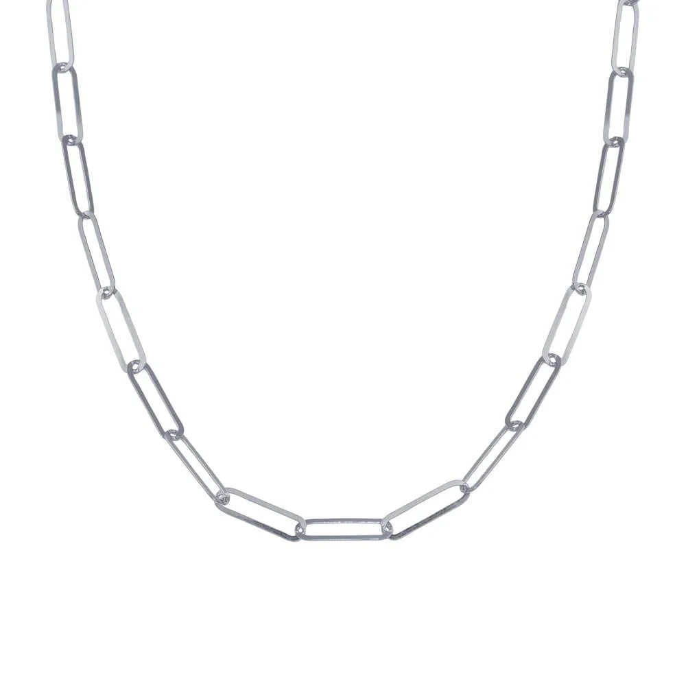 Sterling Silver Paper Clip Link Chain Necklace