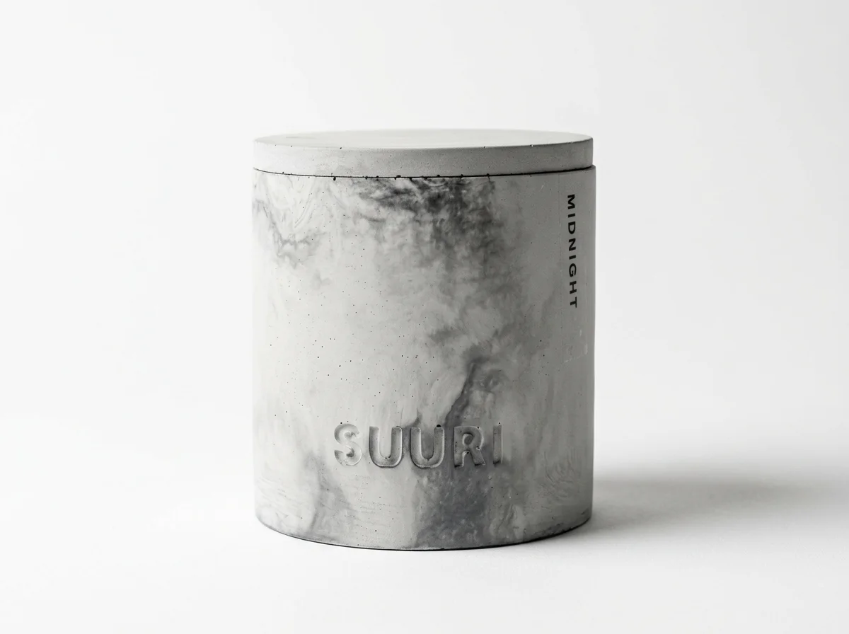 Midnight Soy Wax Concrete Lid Vessel Candle