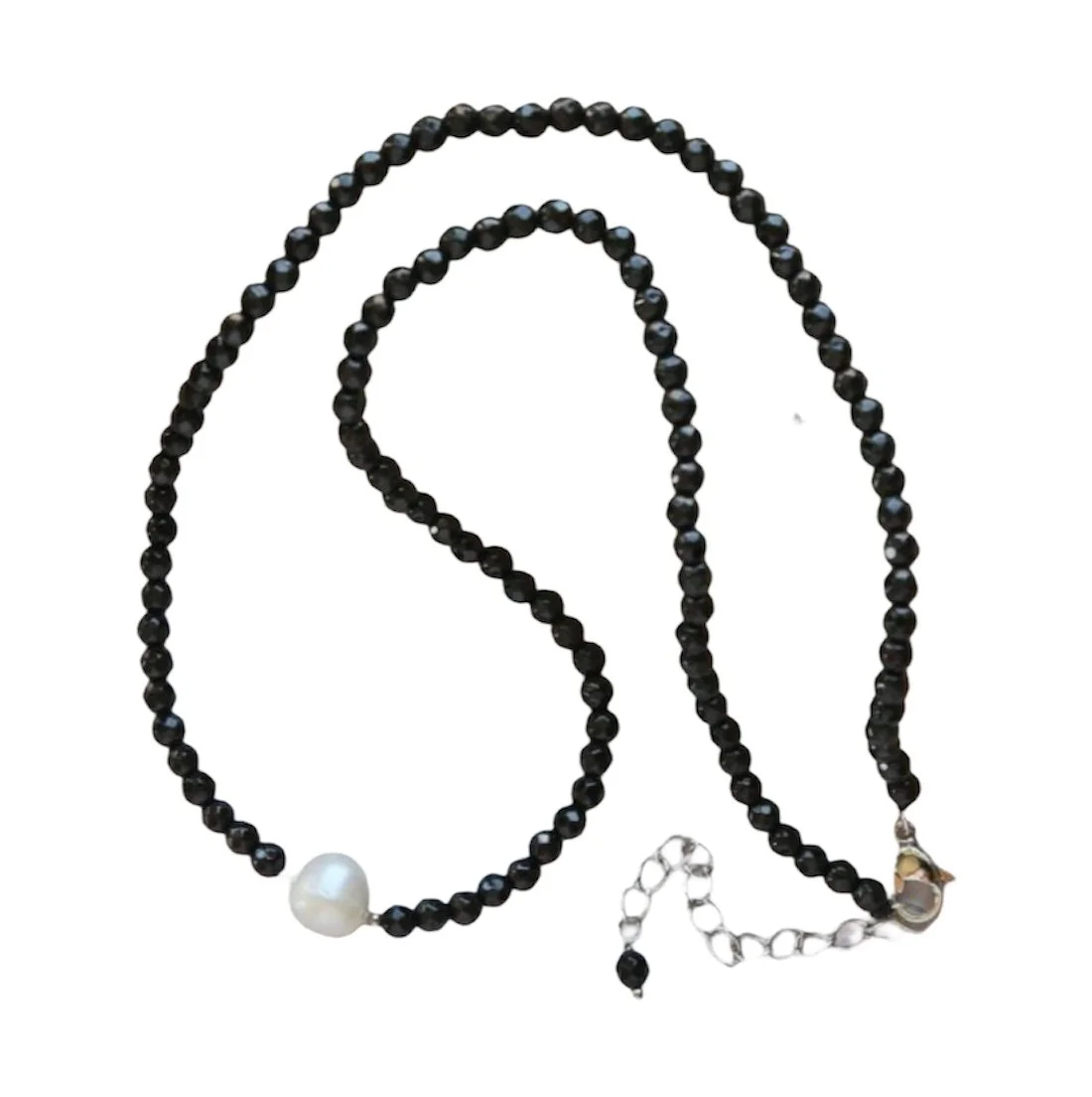 Onyx and Cultured Pearl Collar Necklace