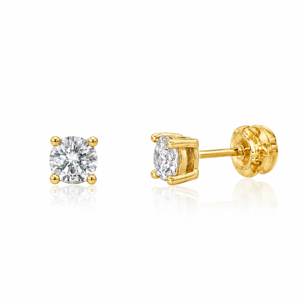 Sterling Silver Round Stud Earrings