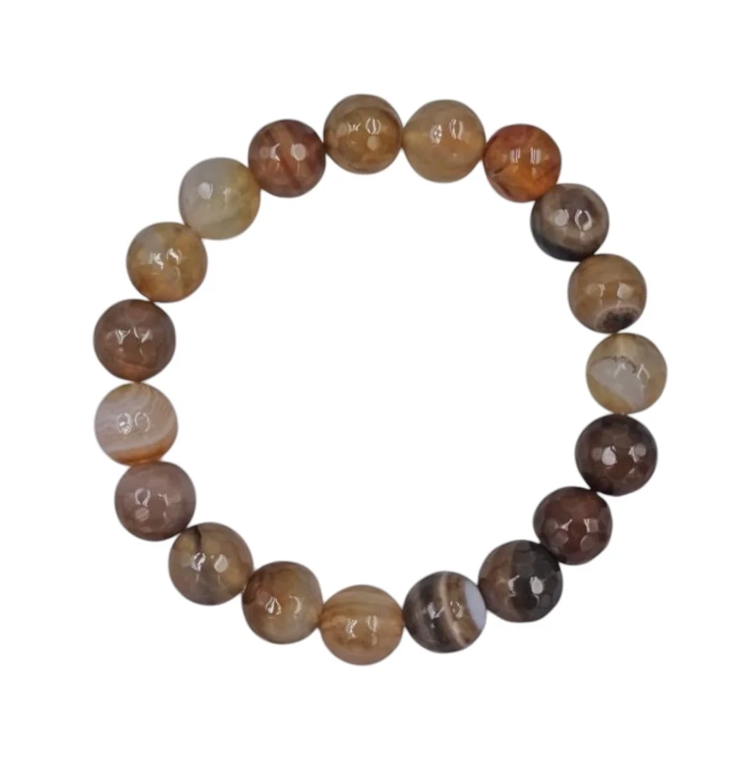 Brown Agate Stretch Beaded Bracelet