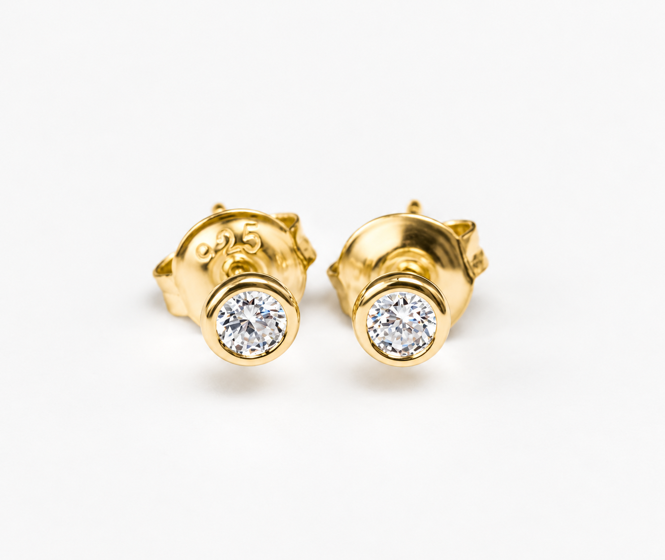 Gold Bezel Diamond Stud Earrings.png