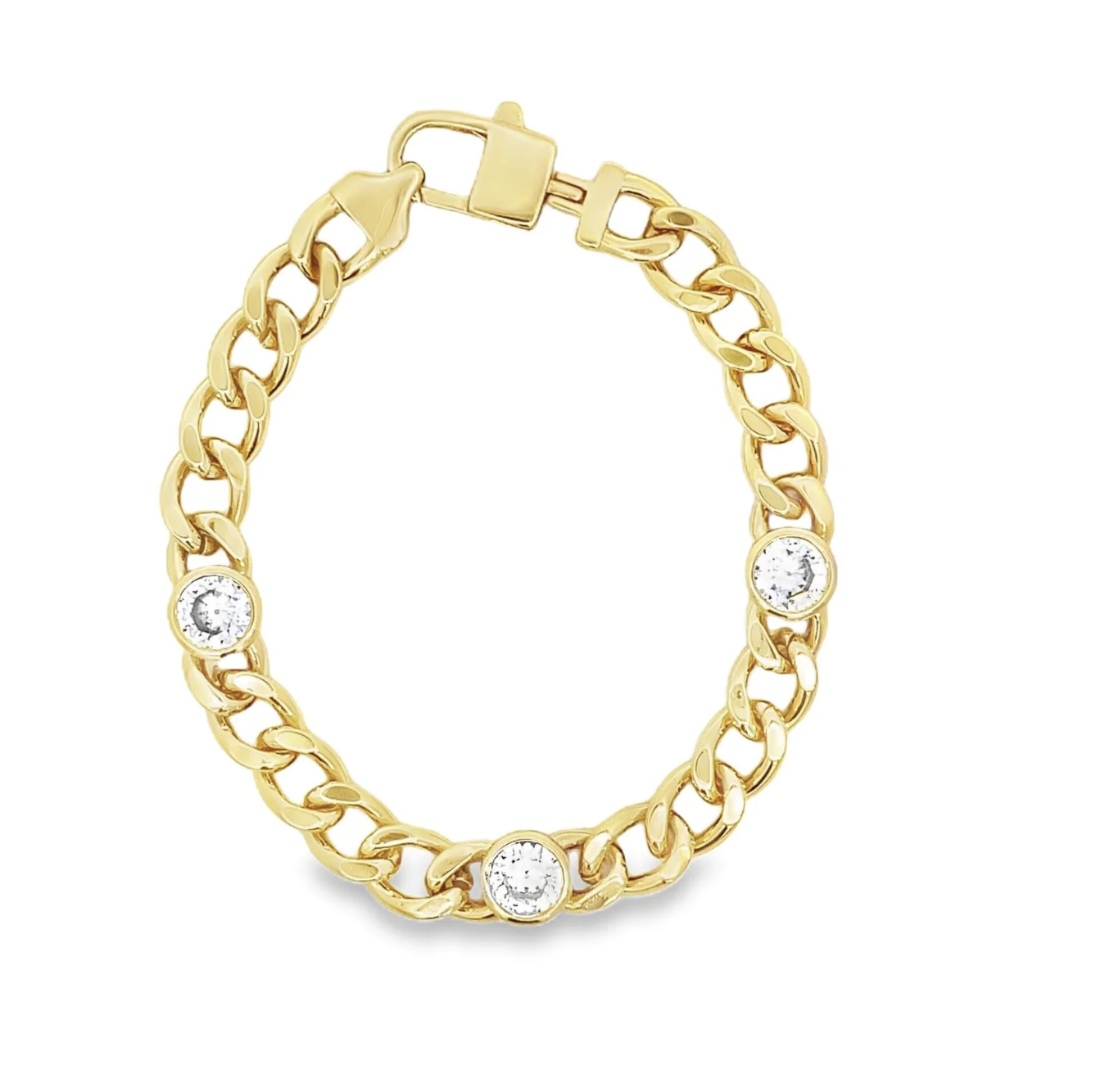 Triple CZ Cuban Link Bracelet