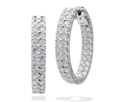 Oval 2 Row Hoop Earrings