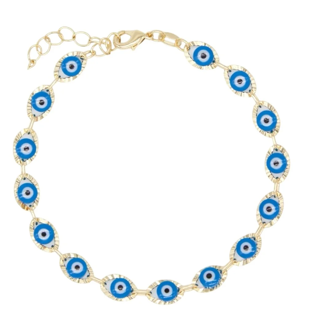 Light Blue Evil Eye Chain Bracelet