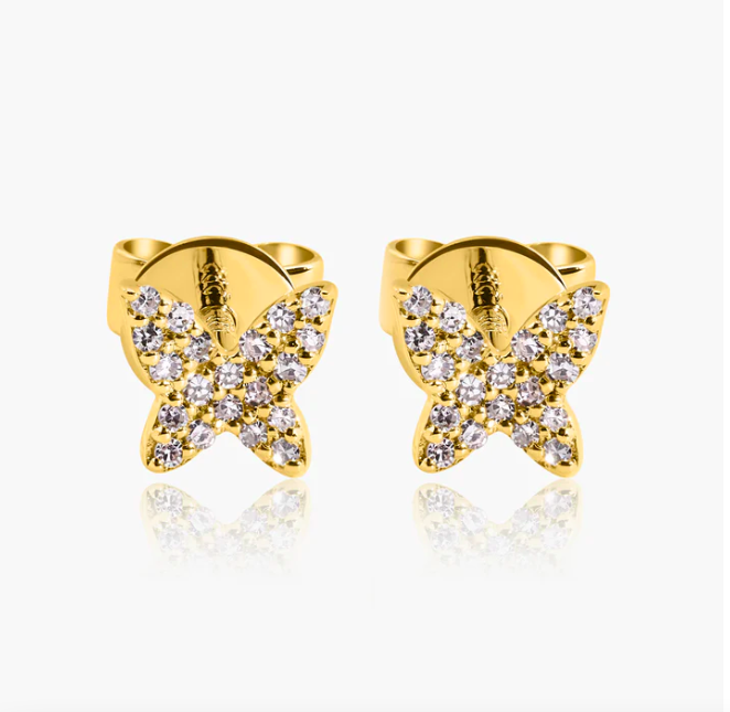 Mini Diamond Bufferfly Stud Earrings
