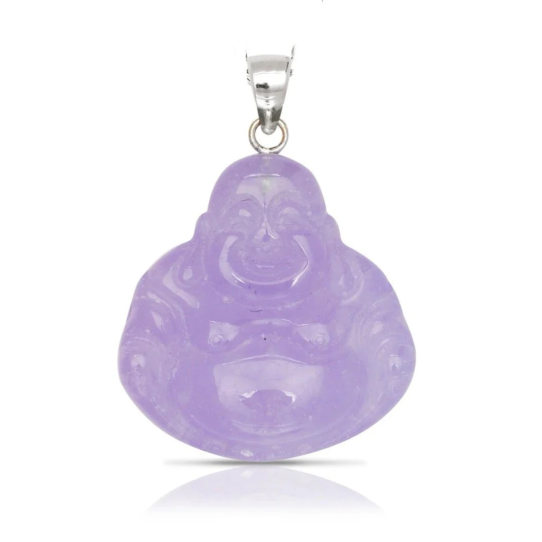 Lavender Jade Happy Buddha Pendant