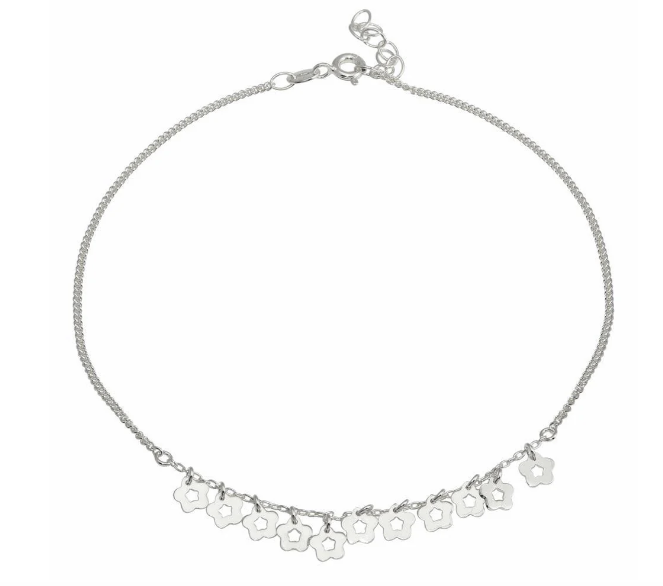 Silver Blossom Elegance Anklet