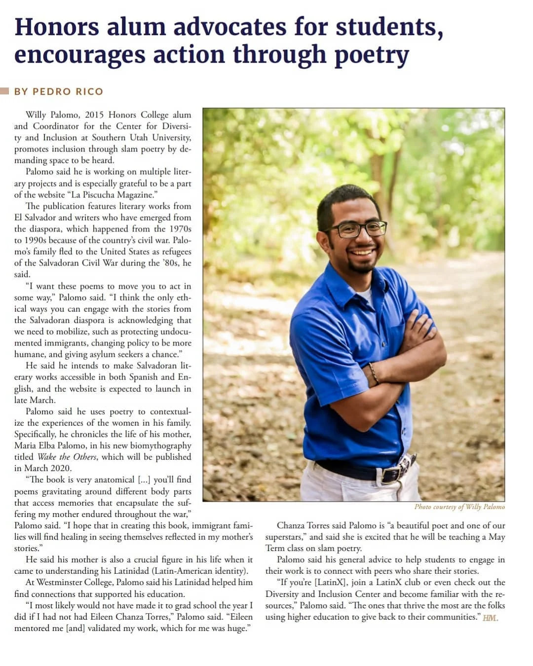Featured in Westminster College’s Honors Newsletter, Spring 2019