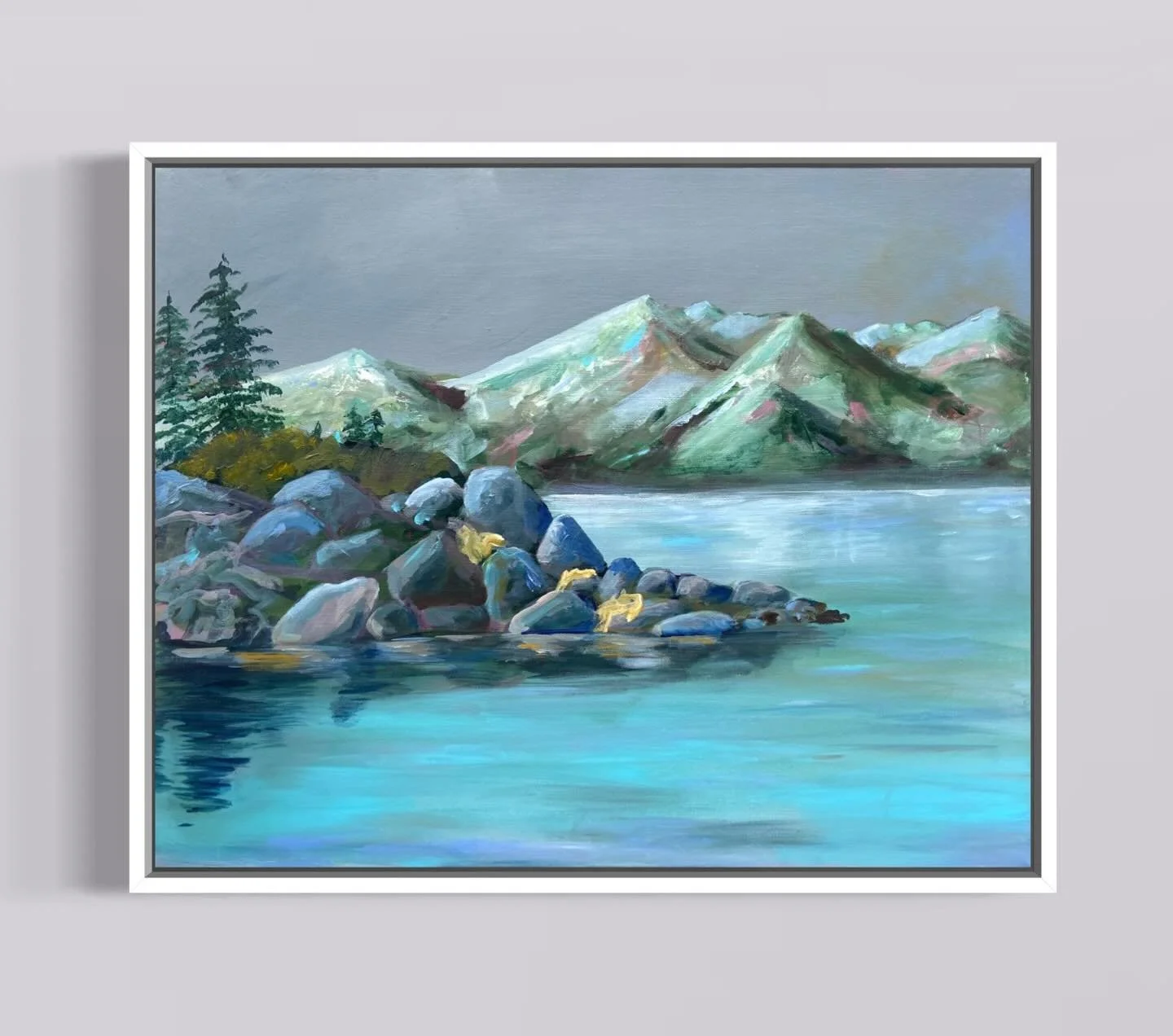 &ldquo;Tahoe Blue&rdquo; 

20x16 inches 

Some of the fondest memories I have from childhood are visits to Lake Tahoe. A short drive to get out of town and into the stunning mountains of Northern California, Tahoe was (and will always be) a special p