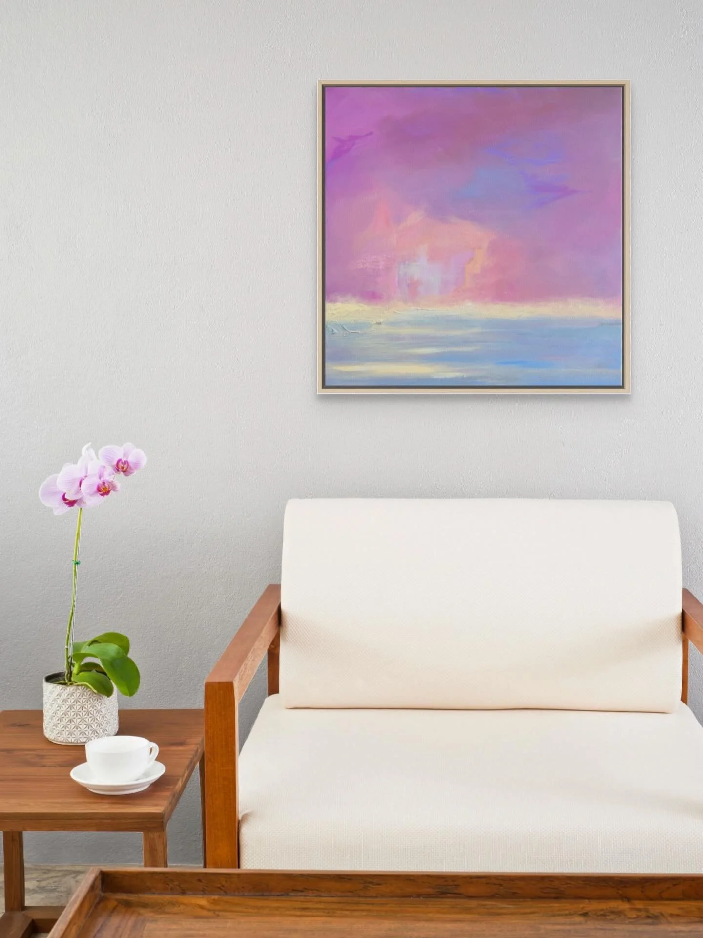 Blue Tears 

20x20&rdquo;

This phenomenon looks like electric rain when coastal waters emit a blue dazzling light. This abstracted seascape glows with pinks and blues that sparkle in the daylight. Available on my website 🩵🩷