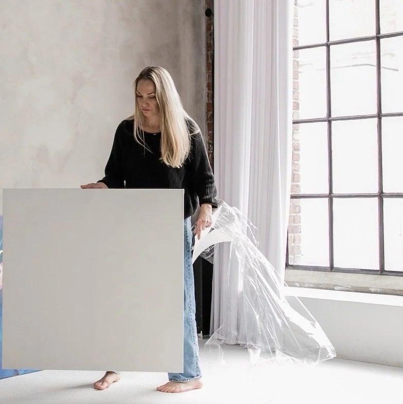 There's something so satisfying about unpacking a fresh canvas, especially for a new collector or series. Artists, do you take your time getting started or dive right in like I do? Sometimes I'll add a single layer of texture to break the ice, and th