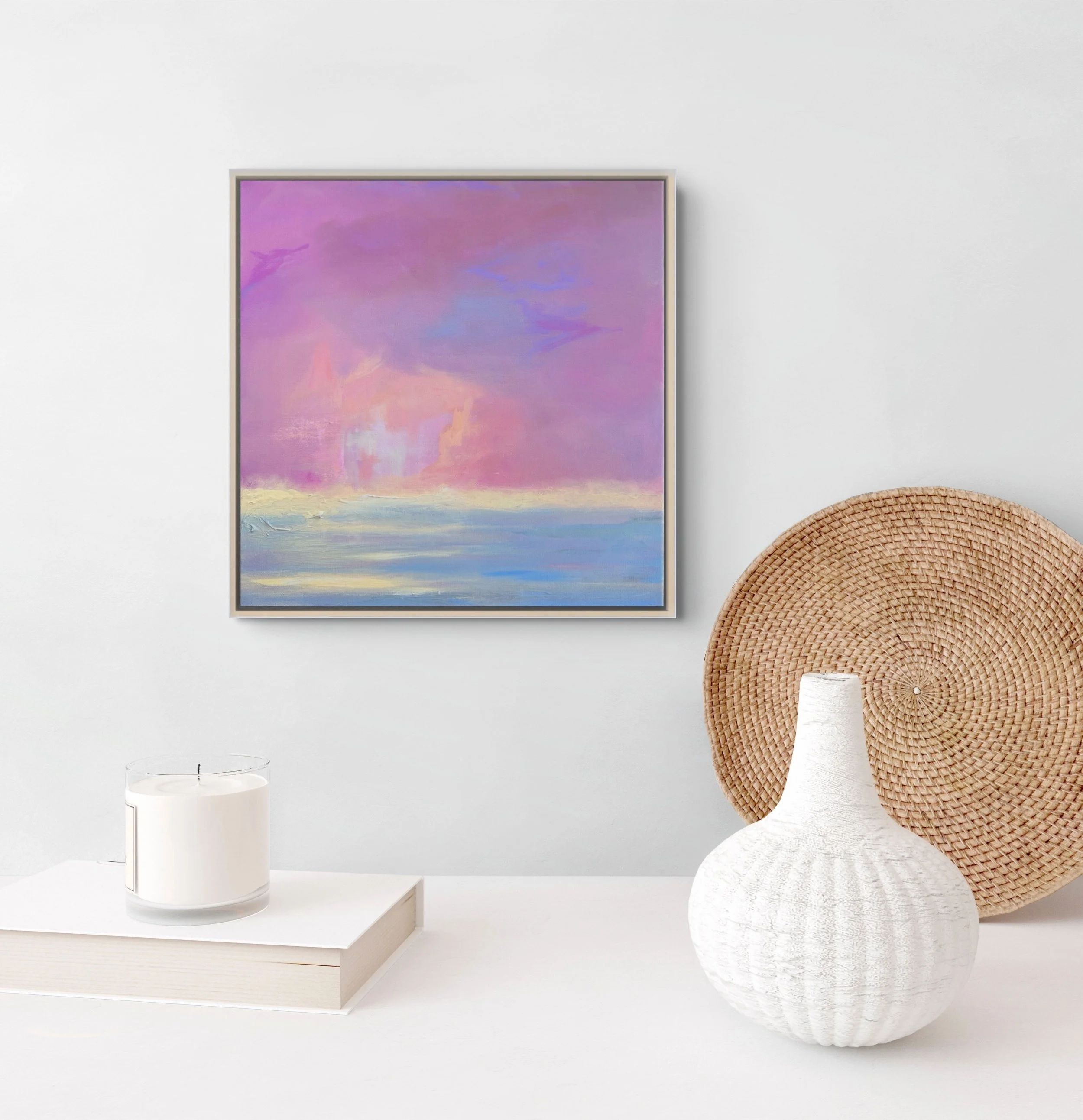 Blue Tears | 20 x 20&rdquo;, framed 

As the skies get a little cloudier, I find myself leaning into the colours that bring me energy&mdash;bright bursts of pink and blue dancing across the horizon.

There&rsquo;s something about this combination tha