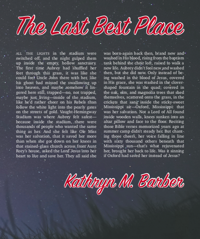 From The Last Best Place © Kathryn M. Barber. Reprinted with the author’s permission. Image © Erwin Hesry, via Unsplash. This broadside was produced in The Publishing Laboratory at the University of North Carolina Wilmington on the occasion of the author’s reading, 05 April, 2018. Designer: F. Morgan Davis.