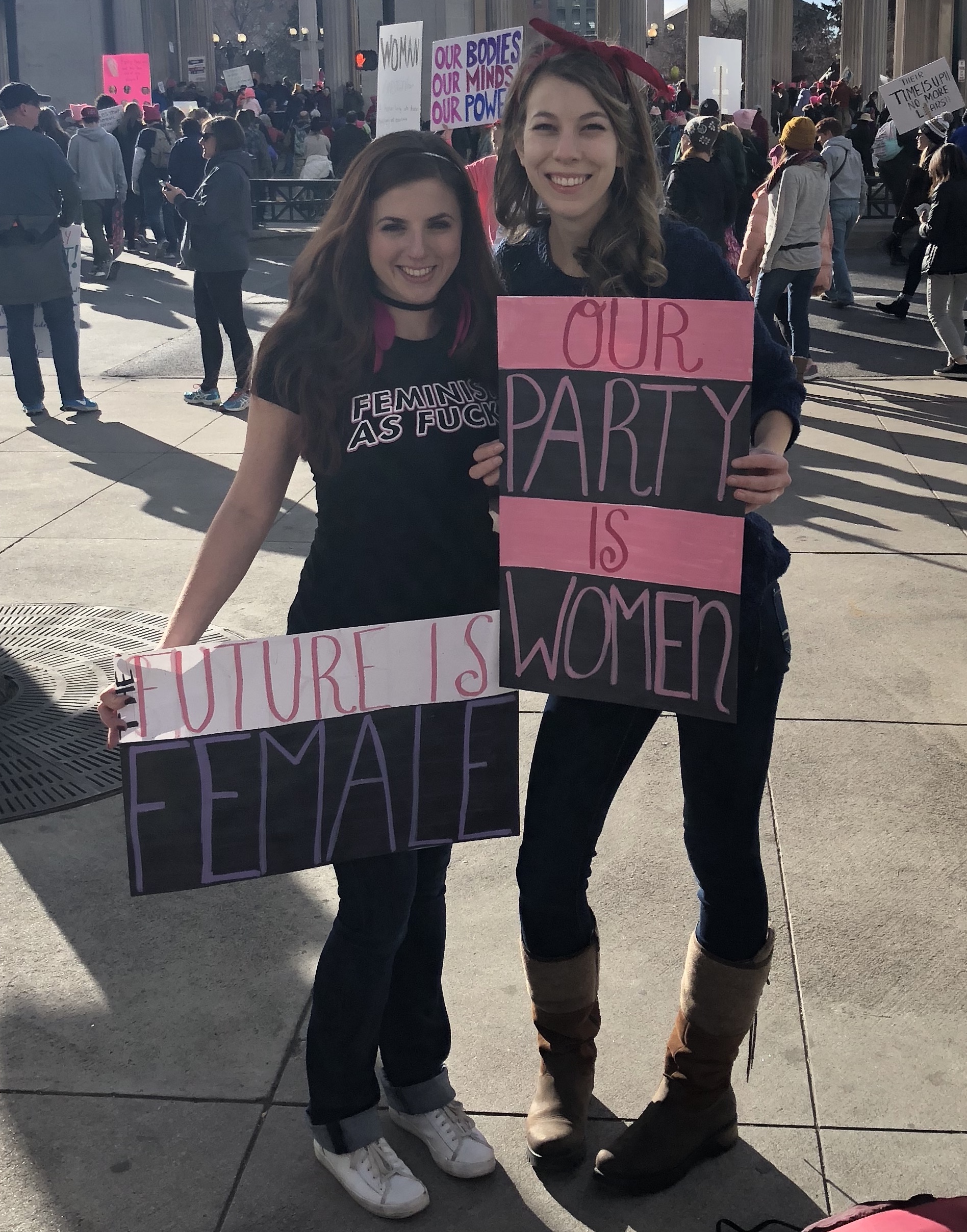 Author, Camille Tallichet, pictured left at the 2018 Women's March in Denver, CO.