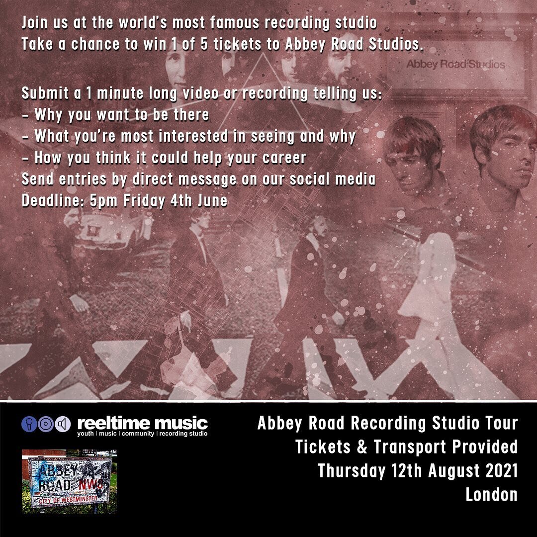 The best studio in the world. The home of British music. The day trip of a lifetime. See the image for details on how to enter. Please include your age, phone number and postcode with your entry. Must be under 26 years old. Please like and share to y