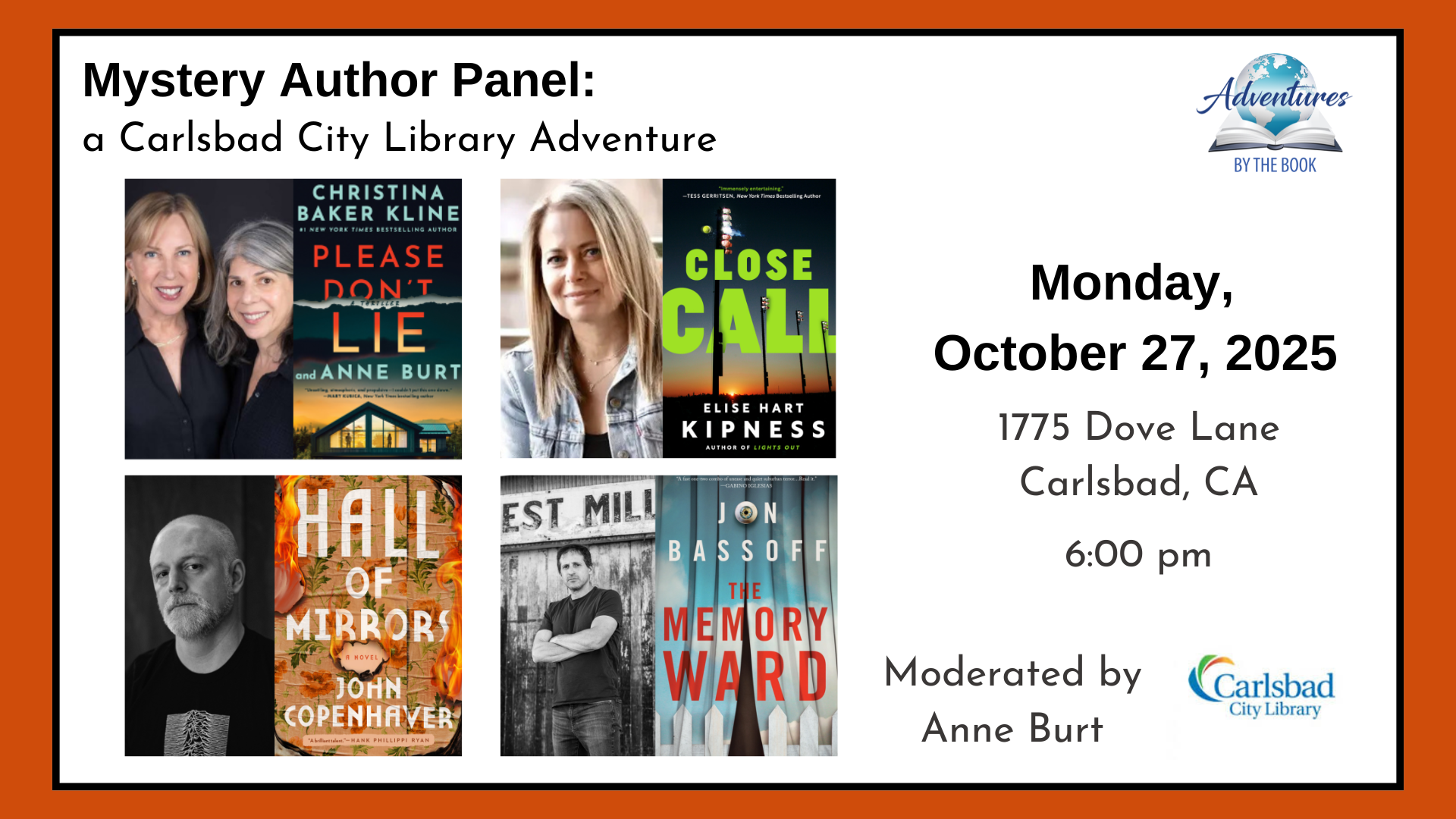 Mystery Author Panel: A Carlsbad City Library Adventure
