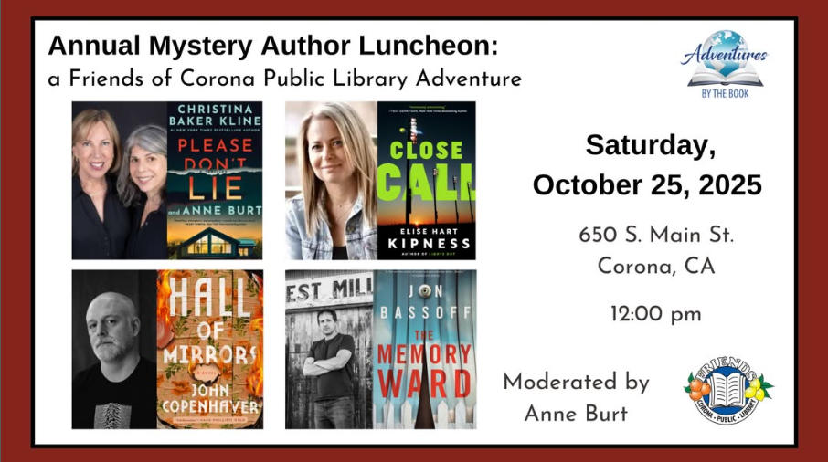 Annual Mystery Author Luncheon: a Friends of Corona Public Library Adventure