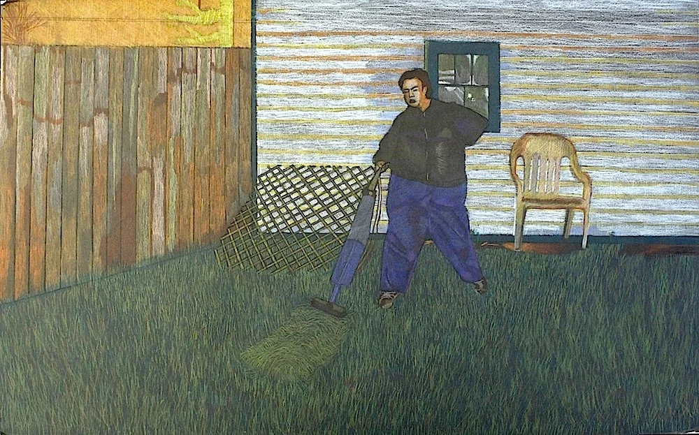  2012 - Figure In Space - Color pencil on backboard 